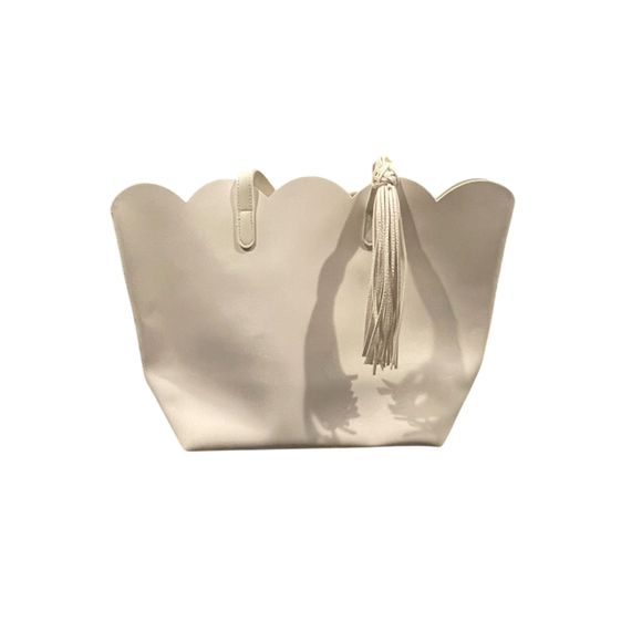 Spring Petal Tote White Large Removable Tassel Travel Work Business Vacation - Picture 1 of 10